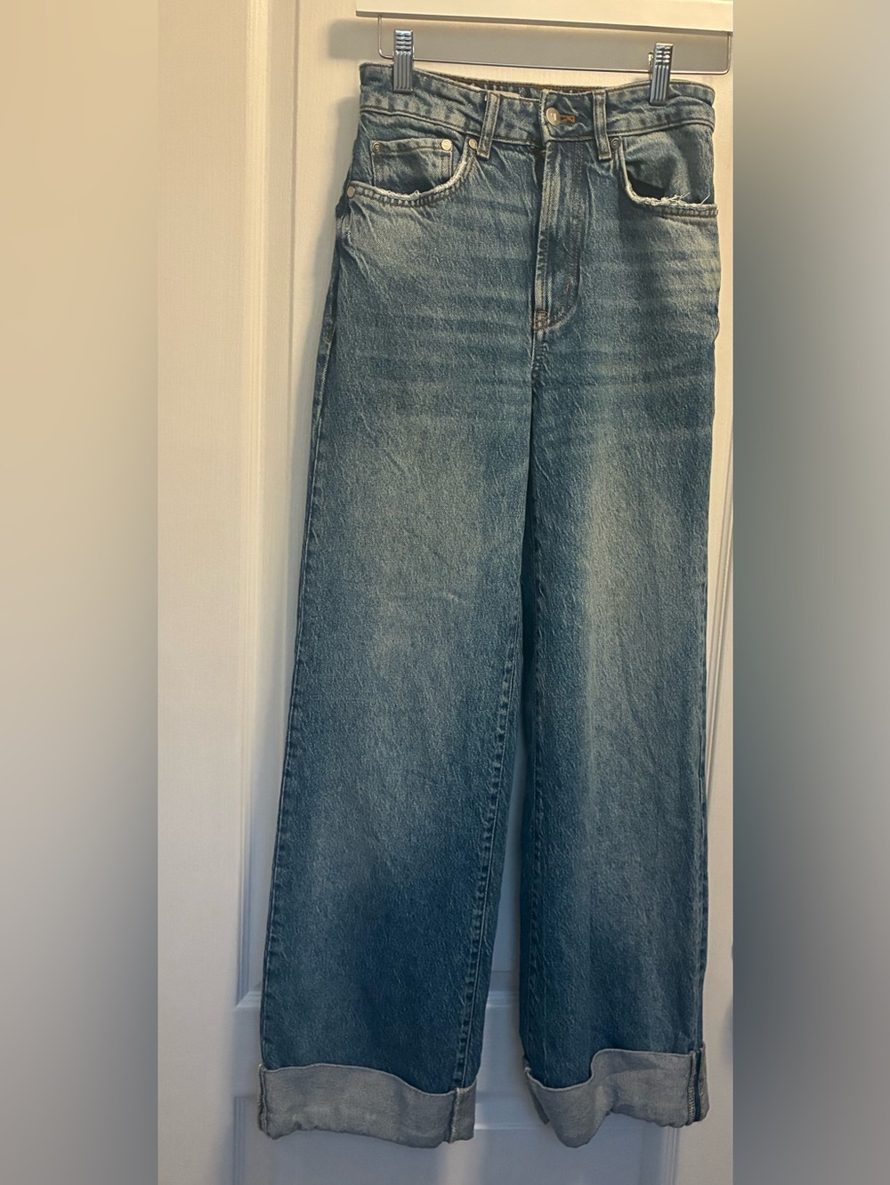 Anthropologie Pilcro Austyn High Rise Cuffed Wide Leg Jeans Size 25